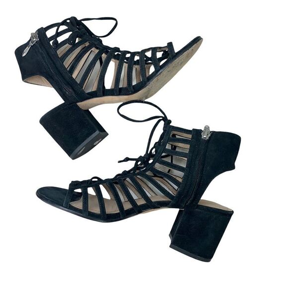 Pour La Victoire Amabelle Black Suede Leather Gladiator Cage Sandal 7.5 - Picture 5 of 10